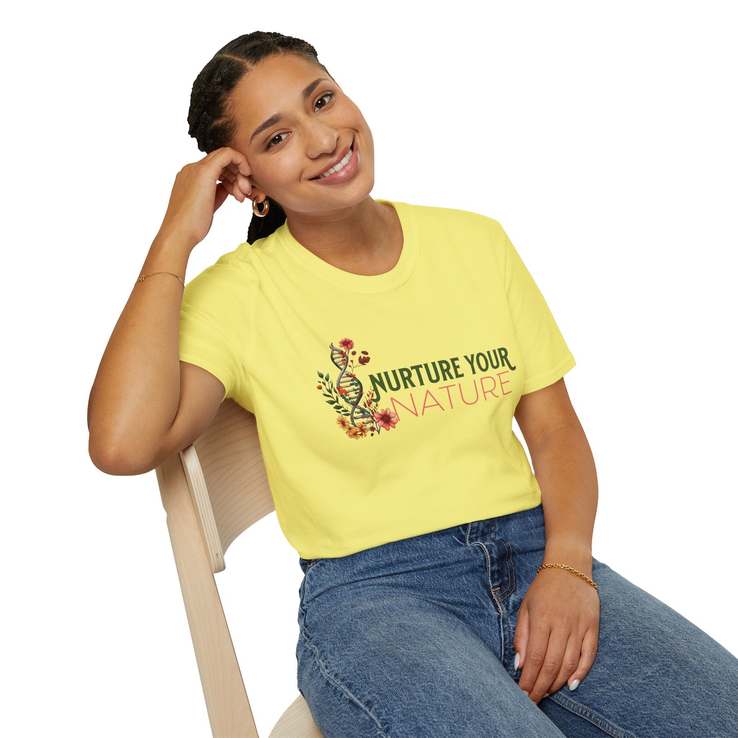 Nurture Your Nature Unisex T-Shirt – Floral DNA Helix, Adoptee Healing, Self-Discovery & Growth Shirt