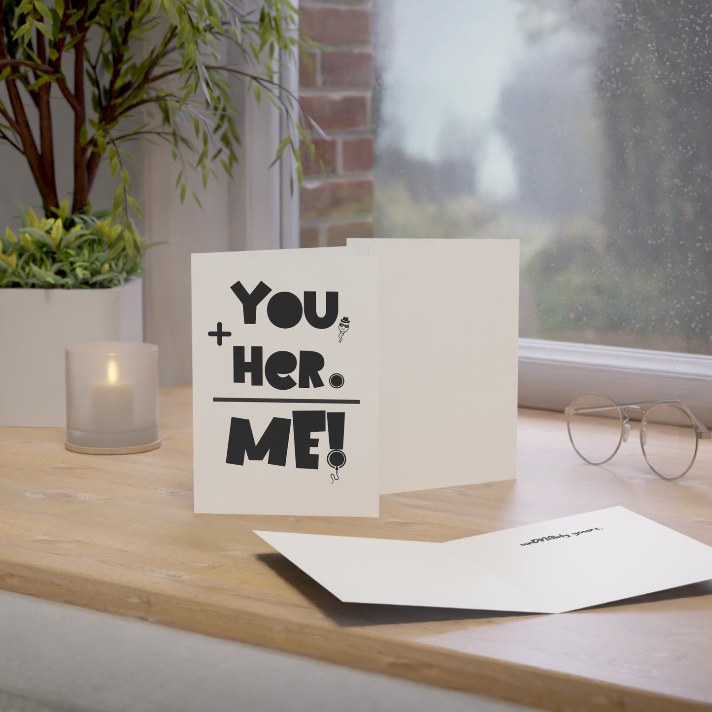 You + Her = Me | unDNAbly Yours | Snarky DNA Reunion Card for Biological Parents | Disenfranchised Souvenirs