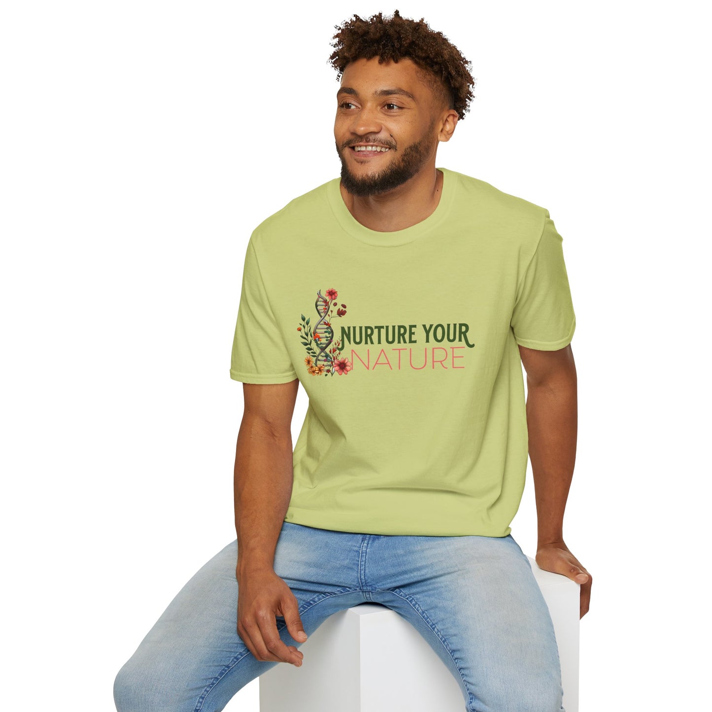 Nurture Your Nature Unisex T-Shirt – Floral DNA Helix, Adoptee Healing, Self-Discovery & Growth Shirt