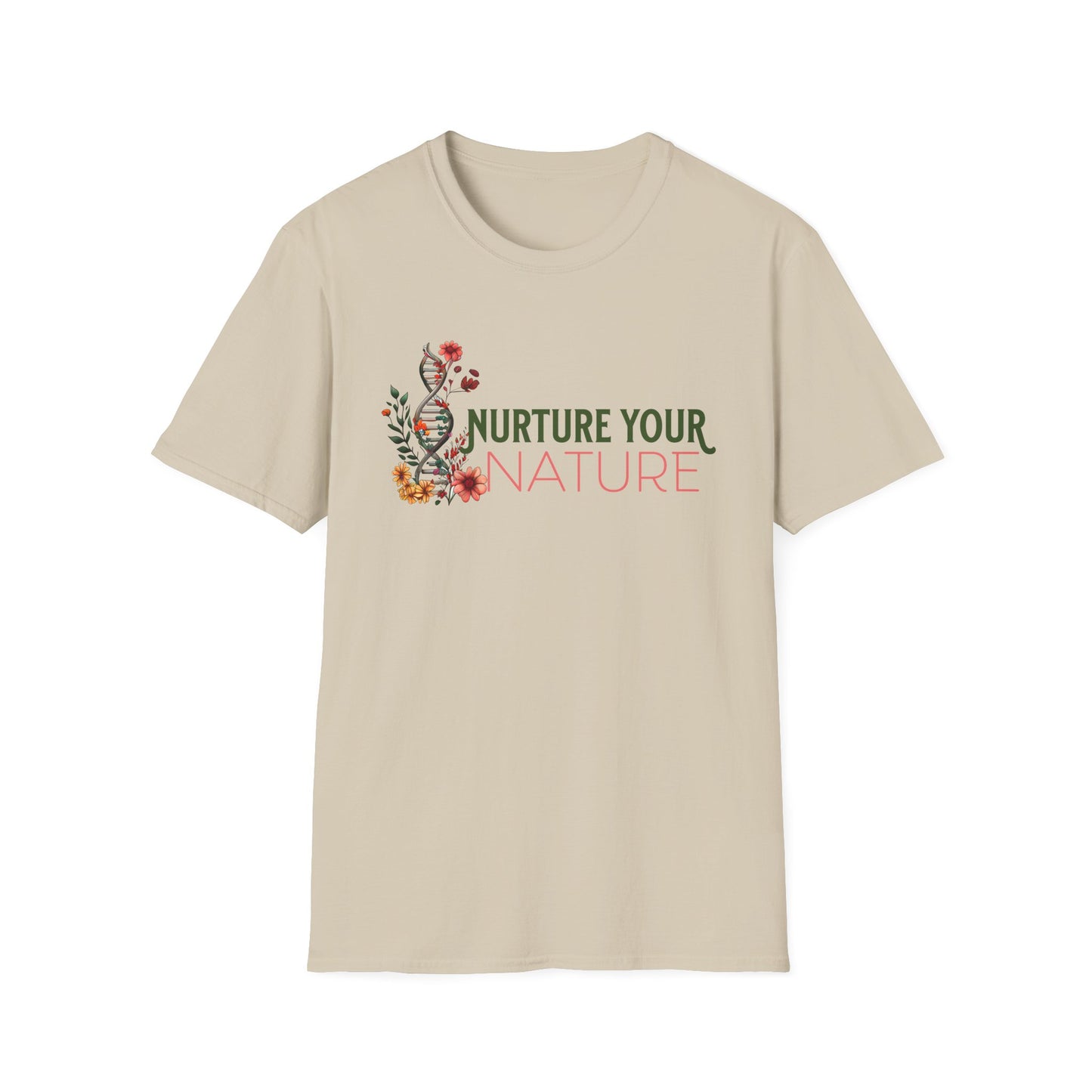 Nurture Your Nature Unisex T-Shirt – Floral DNA Helix, Adoptee Healing, Self-Discovery & Growth Shirt