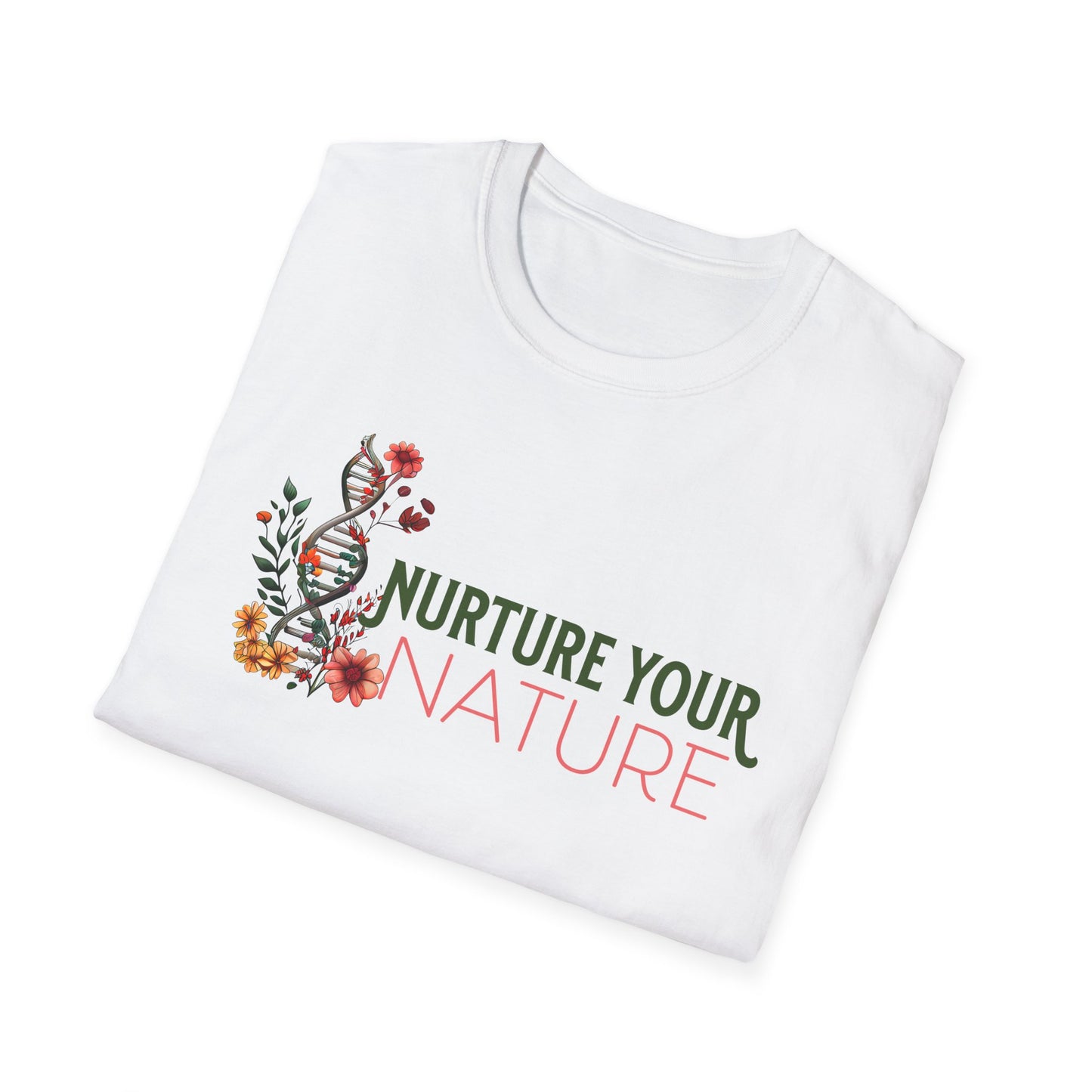 Nurture Your Nature Unisex T-Shirt – Floral DNA Helix, Adoptee Healing, Self-Discovery & Growth Shirt