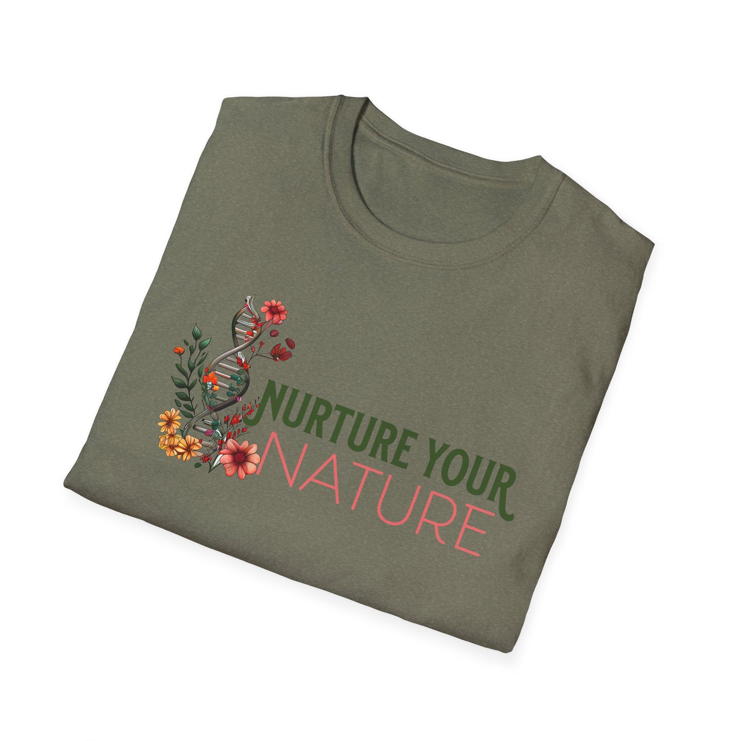 Nurture Your Nature Unisex T-Shirt – Floral DNA Helix, Adoptee Healing, Self-Discovery & Growth Shirt