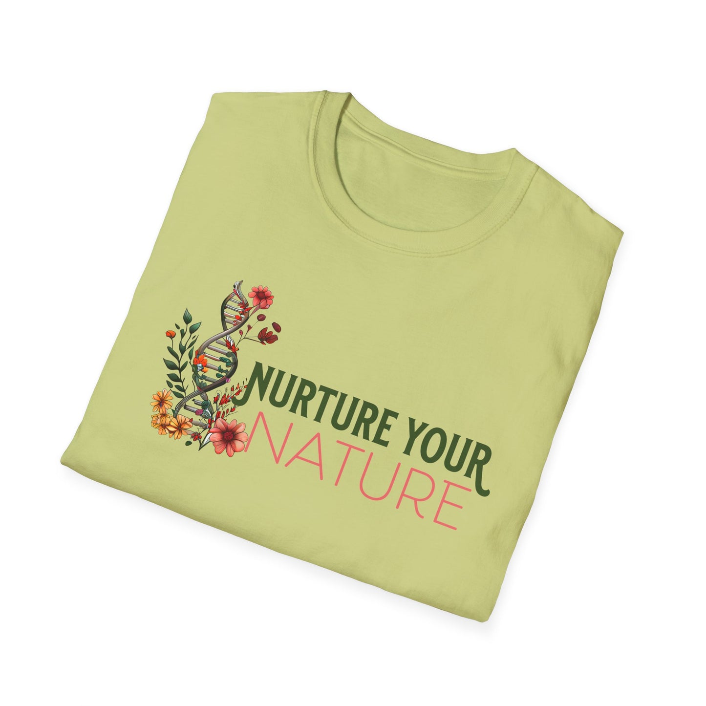 Nurture Your Nature Unisex T-Shirt – Floral DNA Helix, Adoptee Healing, Self-Discovery & Growth Shirt