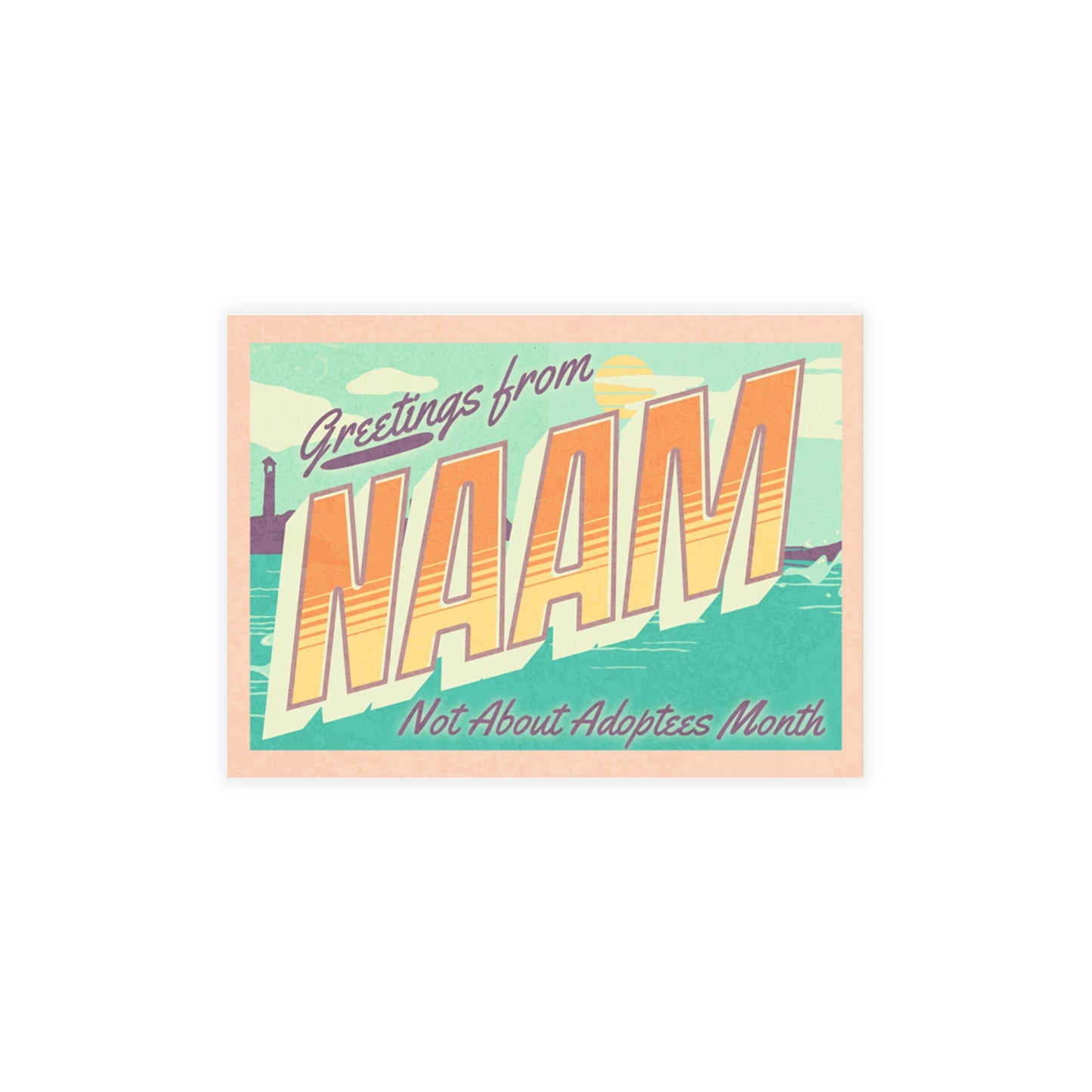 Greetings from NAAM Postcard – Not About Adoptees Month, Retro Travel-Inspired Design, Limited November Edition (10 Pack)