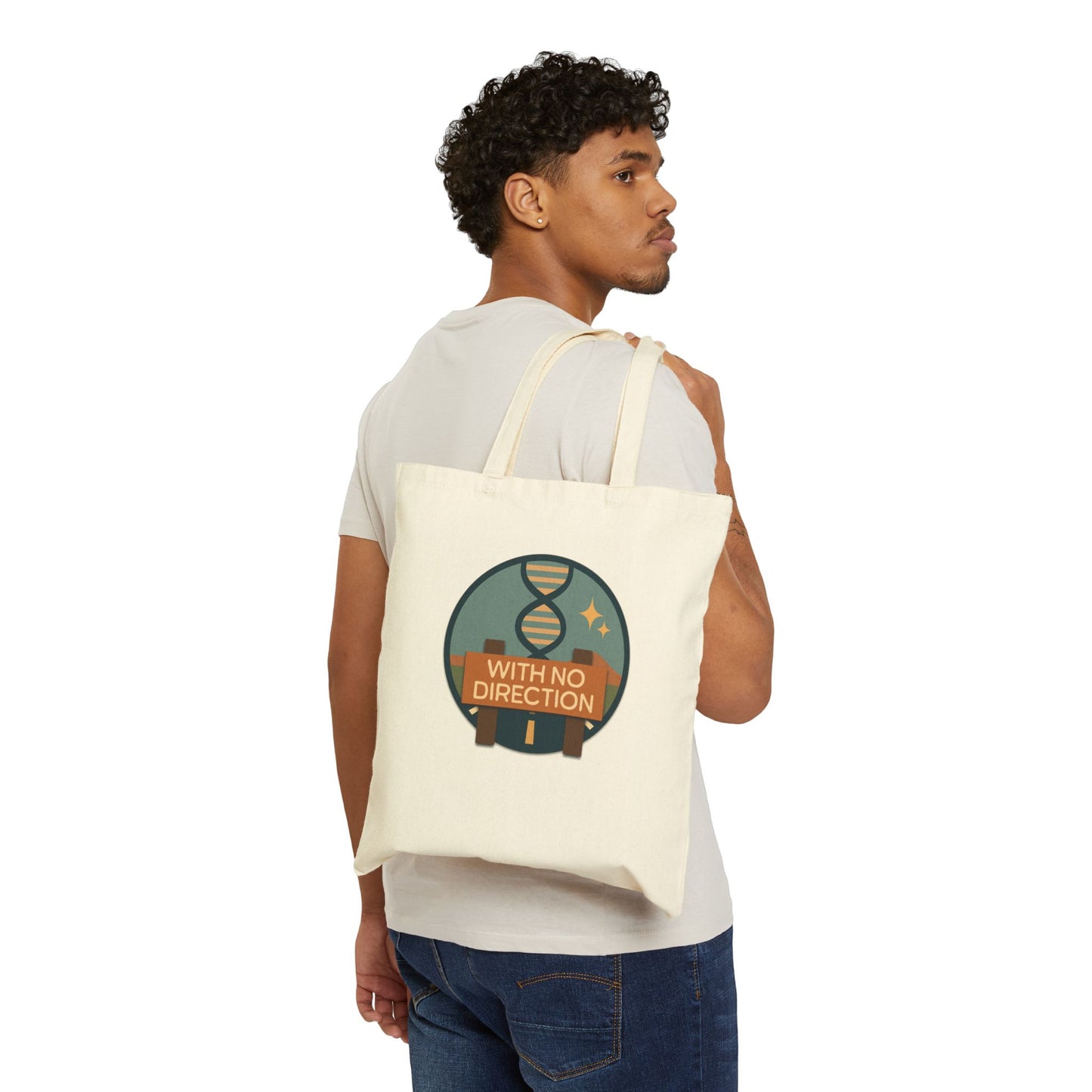 Explore with No Direction Cotton Canvas Tote Bag - Eco-Friendly Shopping, Beach, Travel, Gift, Grocery