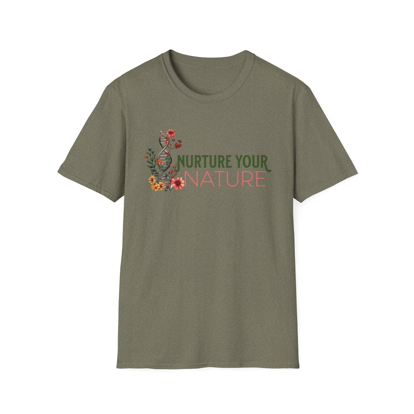 Nurture Your Nature Unisex T-Shirt – Floral DNA Helix, Adoptee Healing, Self-Discovery & Growth Shirt