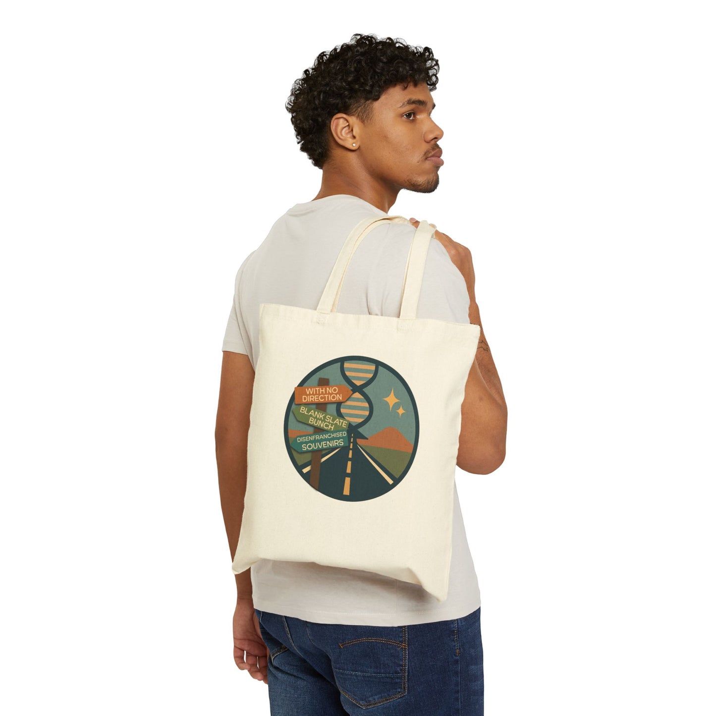 With No Direction Cotton Canvas Tote Bag - Eco-Friendly Shopping, Beach, Travel, Gift, Grocery
