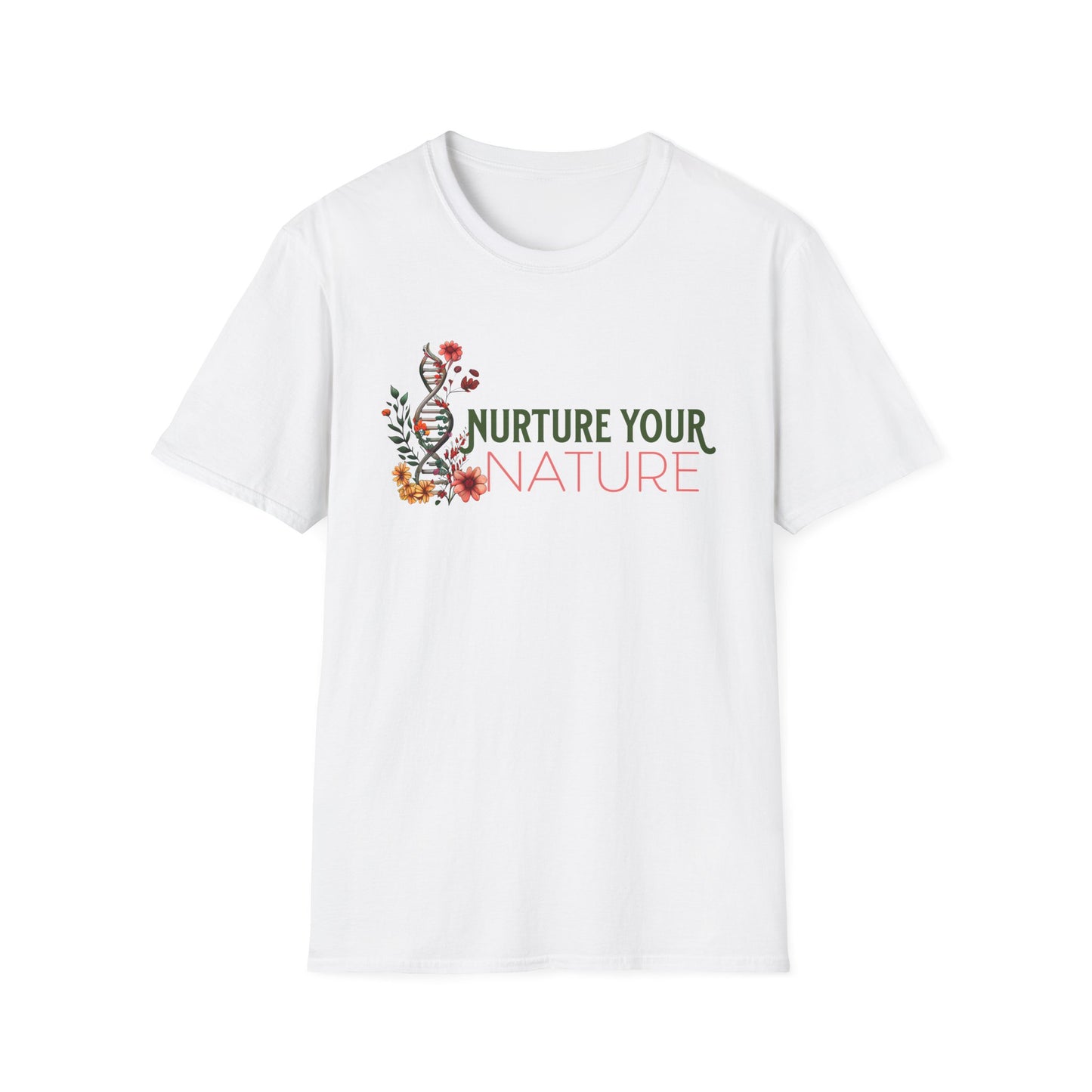 Nurture Your Nature Unisex T-Shirt – Floral DNA Helix, Adoptee Healing, Self-Discovery & Growth Shirt