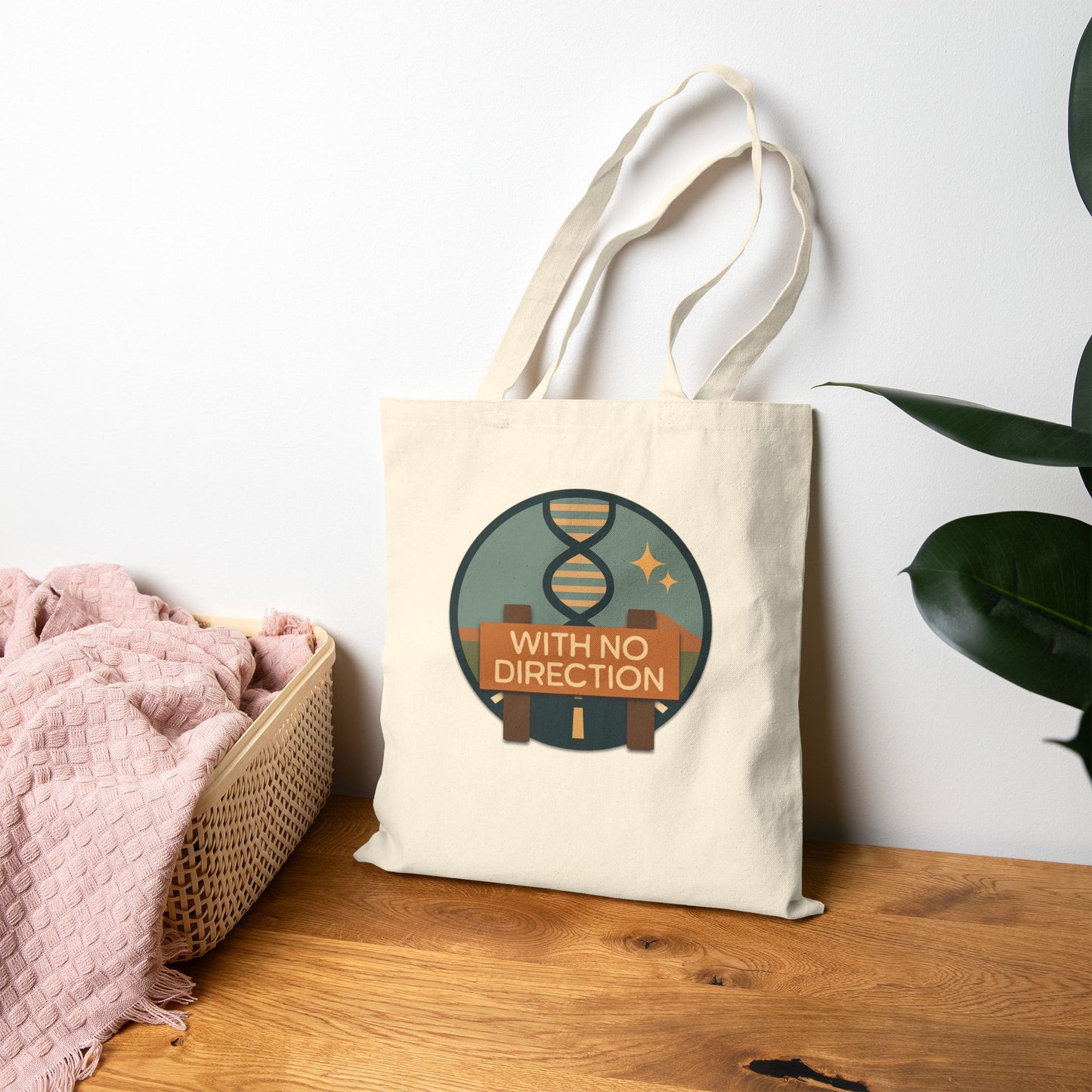 Explore with No Direction Cotton Canvas Tote Bag - Eco-Friendly Shopping, Beach, Travel, Gift, Grocery