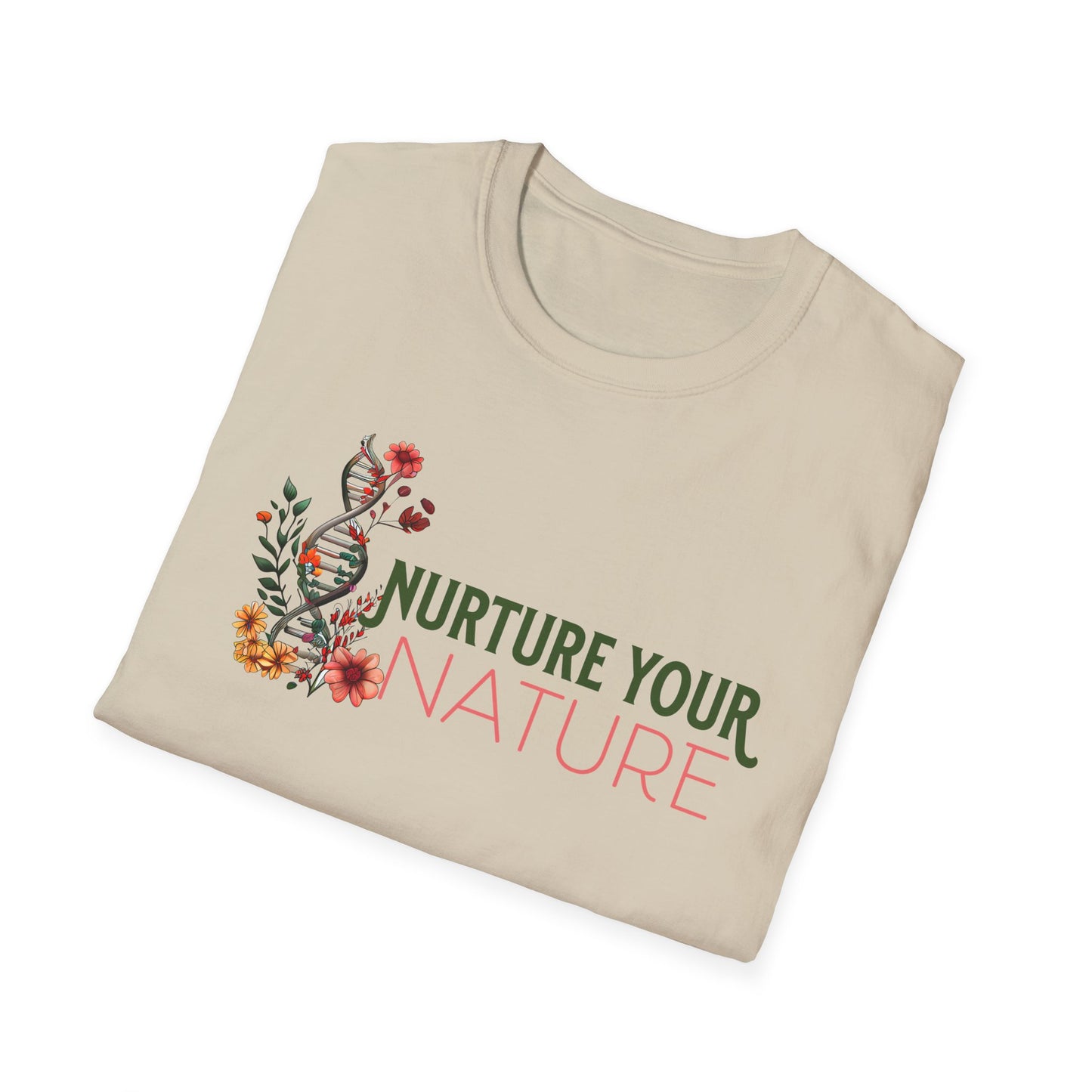 Nurture Your Nature Unisex T-Shirt – Floral DNA Helix, Adoptee Healing, Self-Discovery & Growth Shirt
