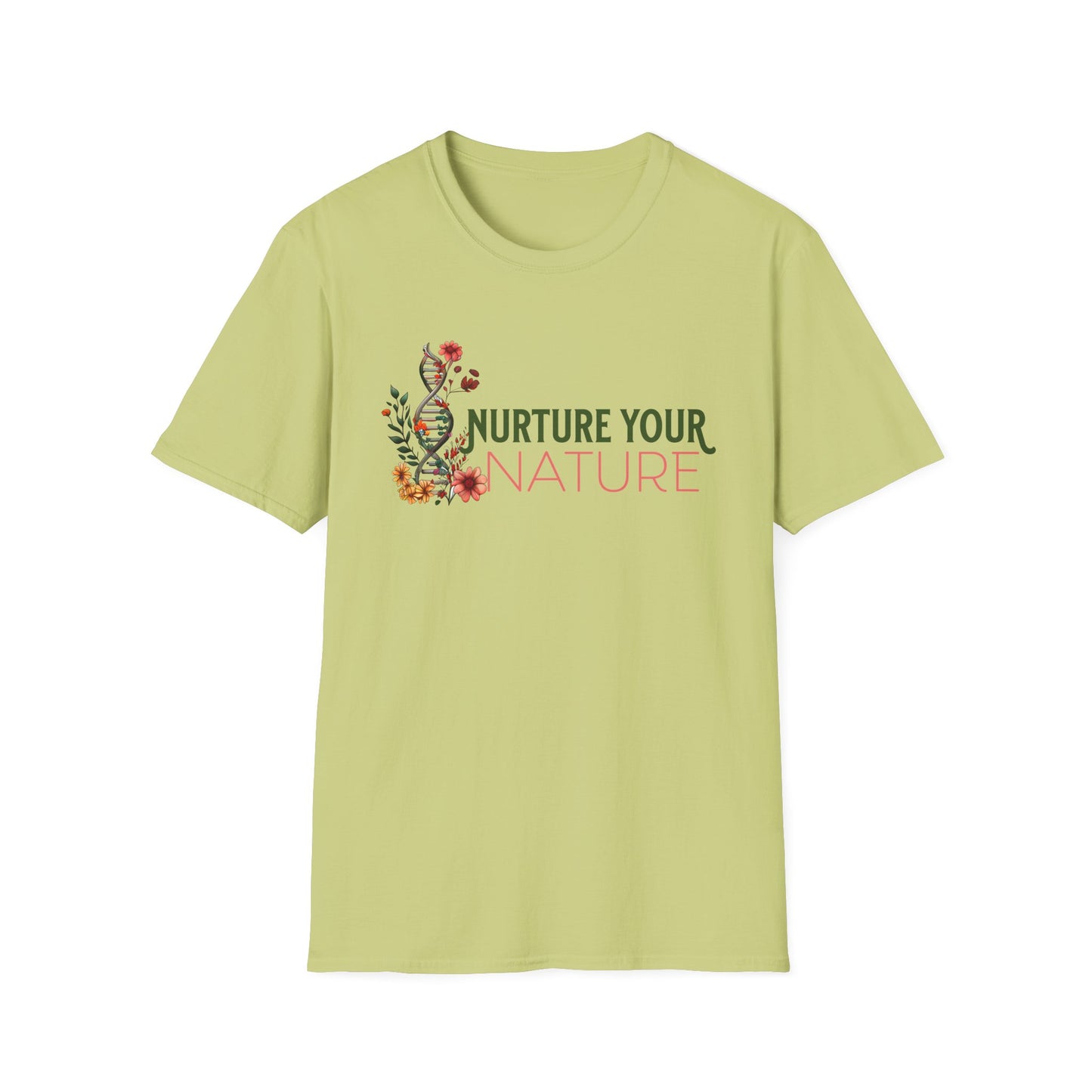 Nurture Your Nature Unisex T-Shirt – Floral DNA Helix, Adoptee Healing, Self-Discovery & Growth Shirt