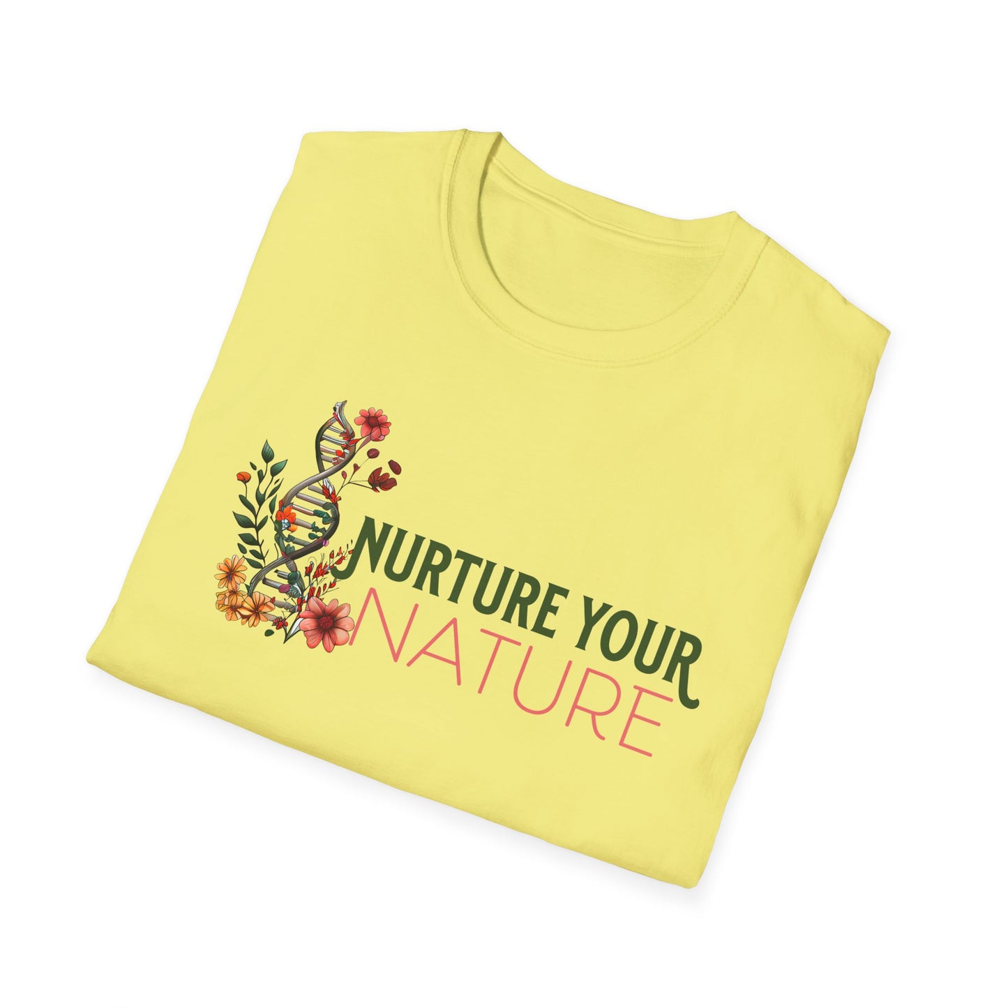 Nurture Your Nature Unisex T-Shirt – Floral DNA Helix, Adoptee Healing, Self-Discovery & Growth Shirt