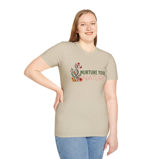 Nurture Your Nature Unisex T-Shirt – Floral DNA Helix, Adoptee Healing, Self-Discovery & Growth Shirt
