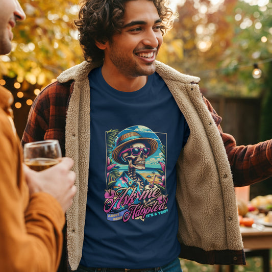 Ask Me About Being Adopted – It’s a Trip! | Retro Skeleton Tee