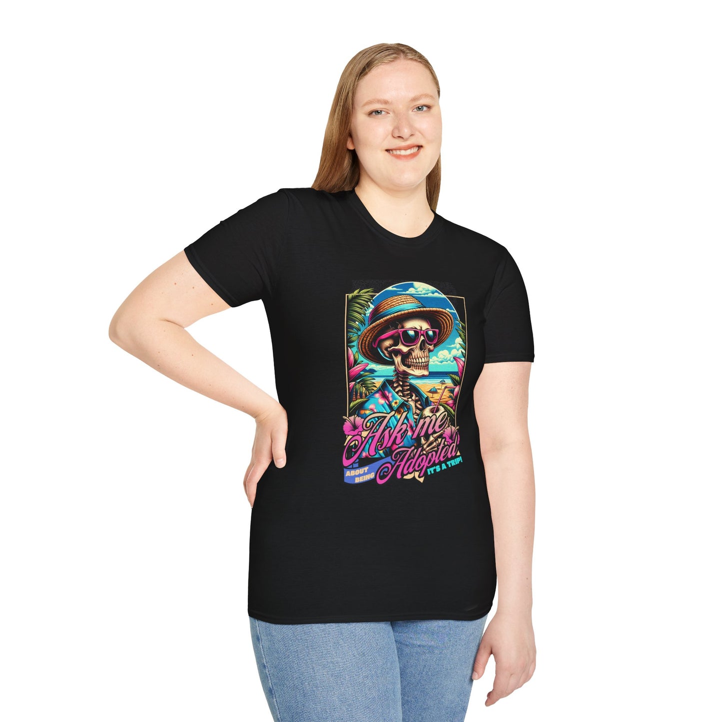 Ask Me About Being Adopted – It’s a Trip! | Retro Skeleton Tee